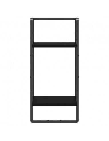 Mensola da Parete con Asta Nera 30x25x65 cm