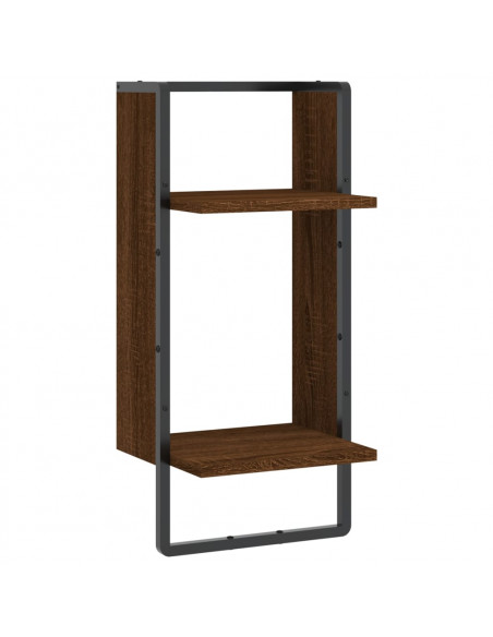 Mensola da Parete con Asta Rovere Marrone 30x25x65 cm