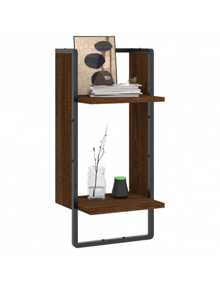 Mensola da Parete con Asta Rovere Marrone 30x25x65 cm
