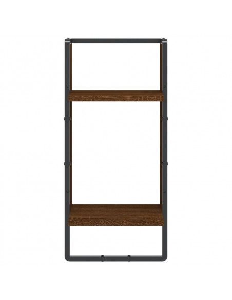 Mensola da Parete con Asta Rovere Marrone 30x25x65 cm
