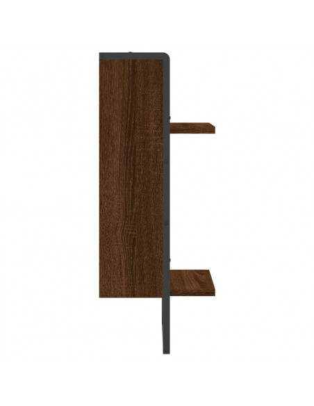 Mensola da Parete con Asta Rovere Marrone 30x25x65 cm