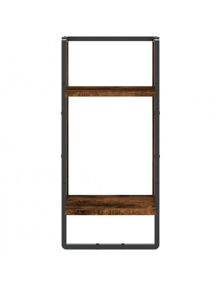 Mensola da Parete con Asta Rovere Fumo 30x25x65 cm