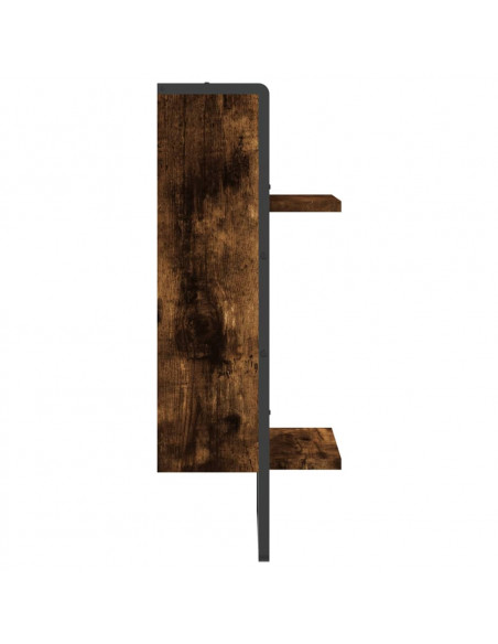 Mensola da Parete con Asta Rovere Fumo 30x25x65 cm