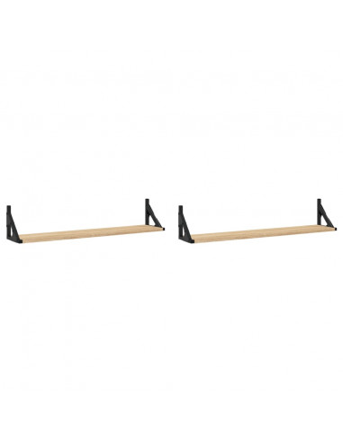 Mensole Parete 2pz Rovere Sonoma 80x15x15,5cm Legno Multistrato