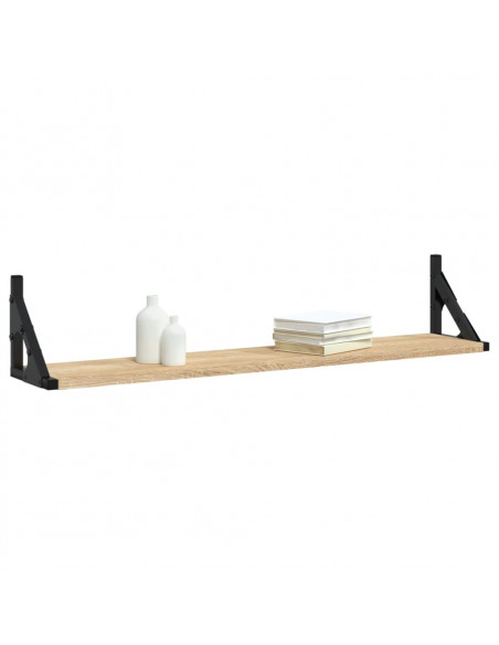 Mensole Parete 2pz Rovere Sonoma 80x15x15,5cm Legno Multistrato