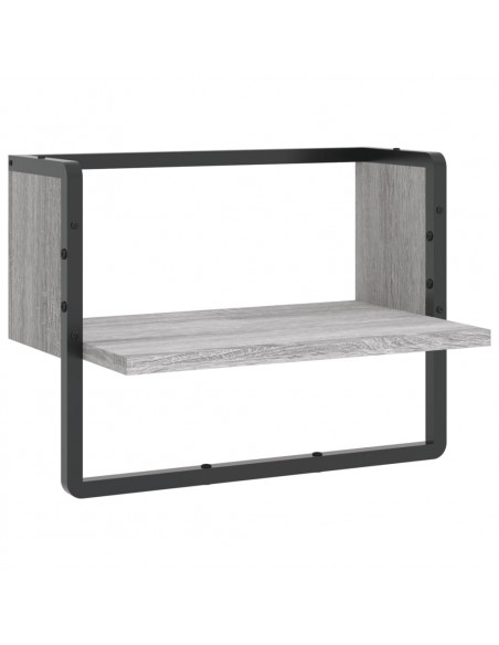 Mensola a Parete con Asta Grigio Sonoma 40x25x30 cm