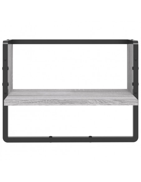 Mensola a Parete con Asta Grigio Sonoma 40x25x30 cm
