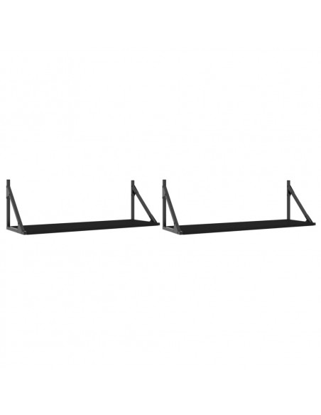 Mensole da Parete 2pz Nere 80x25x25,5 cm Legno Multistrato