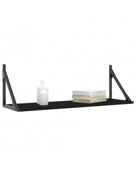 Mensole da Parete 2pz Nere 80x25x25,5 cm Legno Multistrato