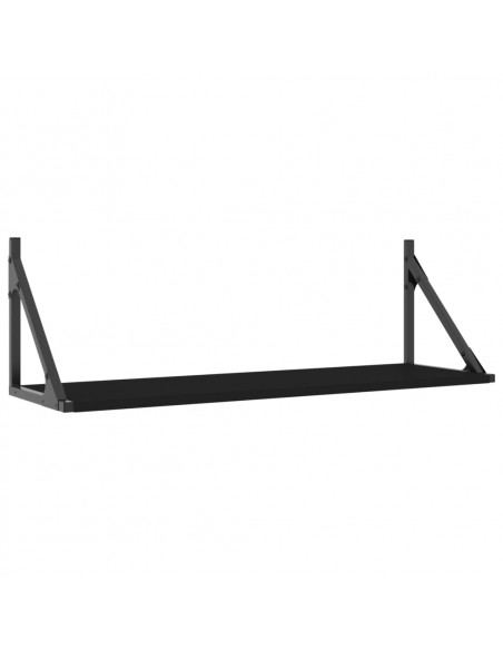 Mensole da Parete 2pz Nere 80x25x25,5 cm Legno Multistrato