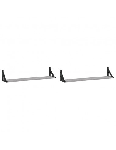 Mensole Parete 2pz Grigio Sonoma 80x15x15,5cm Legno Multistrato