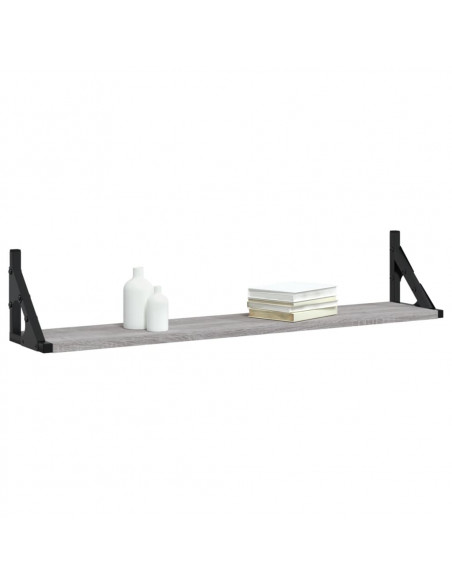 Mensole Parete 2pz Grigio Sonoma 80x15x15,5cm Legno Multistrato