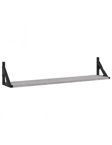 Mensole Parete 2pz Grigio Sonoma 80x15x15,5cm Legno Multistrato