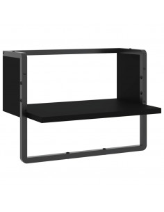 Mensola da Parete con Asta Nera 40x25x30 cm 2