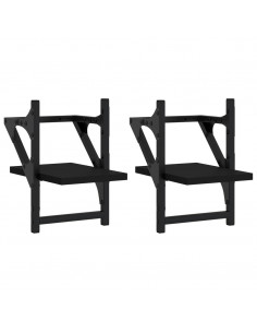 Mensole da Parete con Aste 2 pz Nere 20x25x30 cm 2