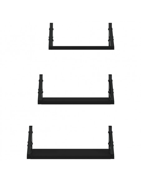 Set Mensole da Parete 3pz Nero in Legno Multistrato