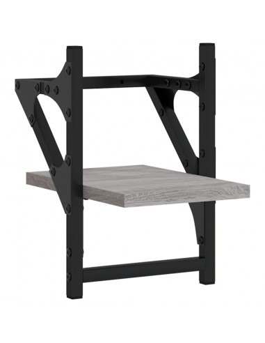 Mensole a Parete con Aste 2pz Grigio Sonoma 20x25x30 cm