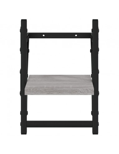 Mensole a Parete con Aste 2pz Grigio Sonoma 20x25x30 cm