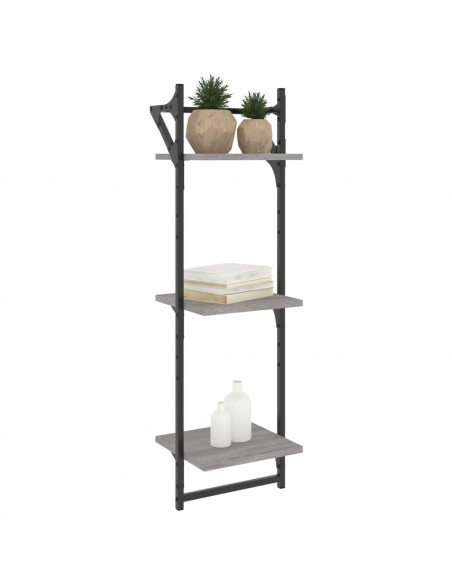 Mensole a Parete con Aste 2pz Grigio Sonoma 30x25x100 cm