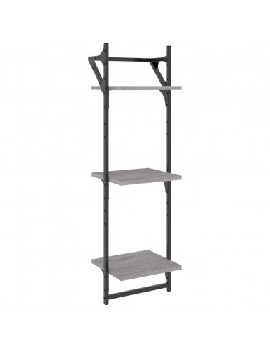 Mensole a Parete con Aste 2pz Grigio Sonoma 30x25x100 cm