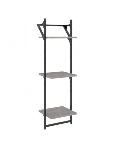 Mensole a Parete con Aste 2pz Grigio Sonoma 30x25x100 cm