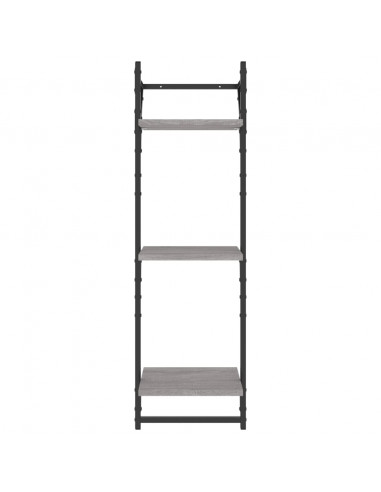 Mensole a Parete con Aste 2pz Grigio Sonoma 30x25x100 cm