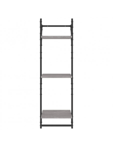 Mensole a Parete con Aste 2pz Grigio Sonoma 30x25x100 cm