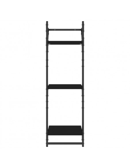 Set Mensole da Parete con Aste 6pz Nero in Legno Multistrato