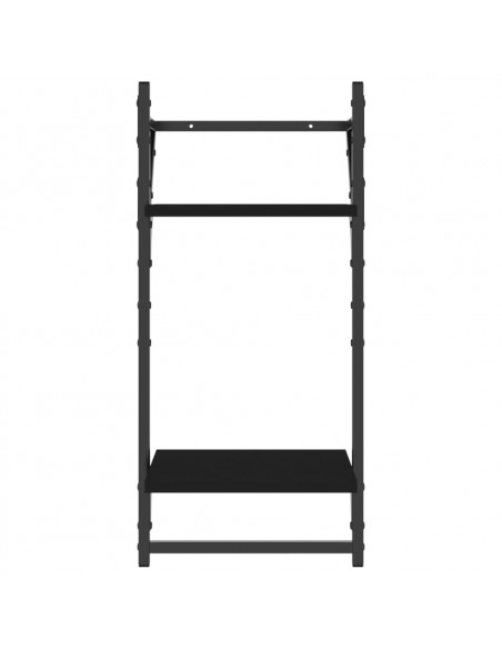 Set Mensole da Parete con Aste 6pz Nero in Legno Multistrato