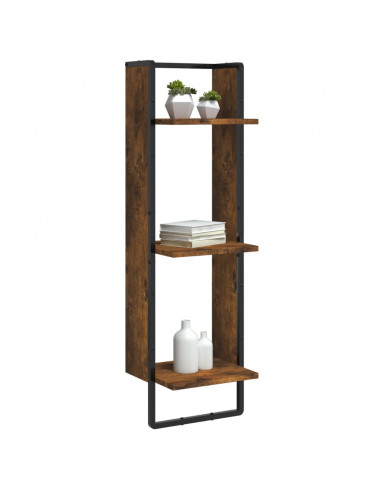 Scaffale a Parete 3 Ripiani Rovere Fumo 30x25x100cm Multistrato