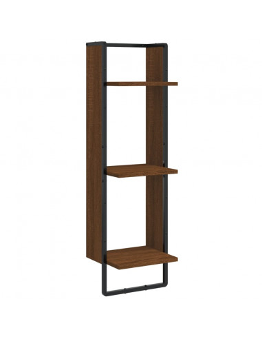 Scaffale Parete 3Ripiani Rovere Marrone 30x25x100cm Multistrato