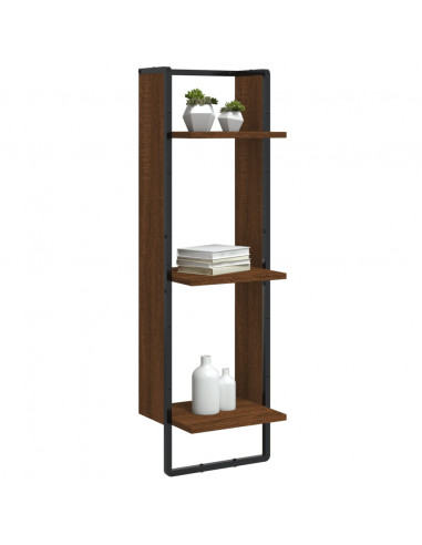 Scaffale Parete 3Ripiani Rovere Marrone 30x25x100cm Multistrato