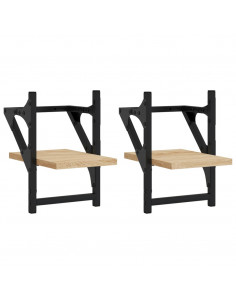 Mensole a Parete con Aste 2pz Rovere Sonoma 20x25x30 cm 2