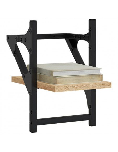 Mensole a Parete con Aste 2pz Rovere Sonoma 20x25x30 cm