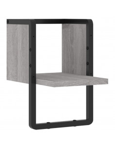Mensola a Parete con Asta Grigio Sonoma 20x25x30 cm 2