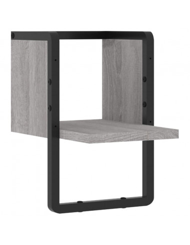 Mensola a Parete con Asta Grigio Sonoma 20x25x30 cm