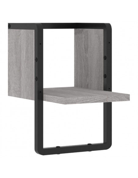Mensola a Parete con Asta Grigio Sonoma 20x25x30 cm