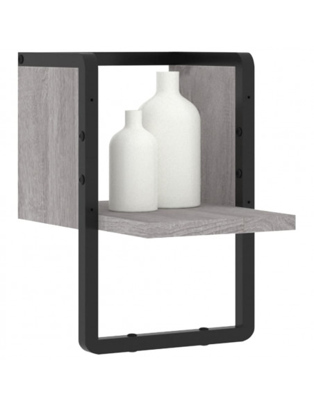 Mensola a Parete con Asta Grigio Sonoma 20x25x30 cm