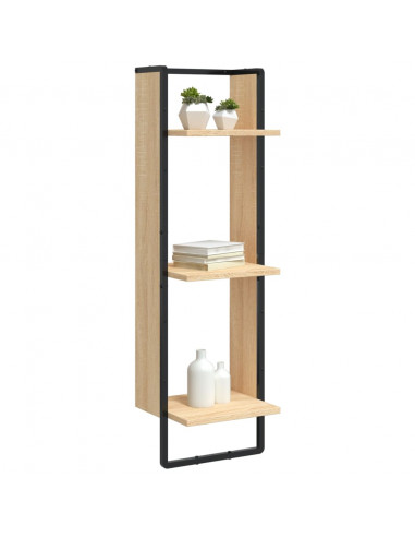 Scaffale Parete 3 Ripiani Rovere Sonoma 30x25x100cm Multistrato