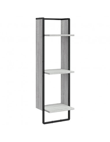 Scaffale Parete 3 Ripiani Grigio Sonoma 30x25x100cm Multistrato
