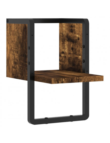 Mensola a Parete con Asta Rovere Fumo 20x25x30 cm