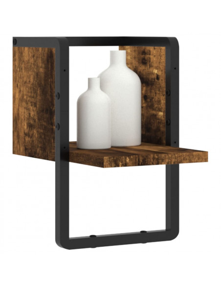 Mensola a Parete con Asta Rovere Fumo 20x25x30 cm