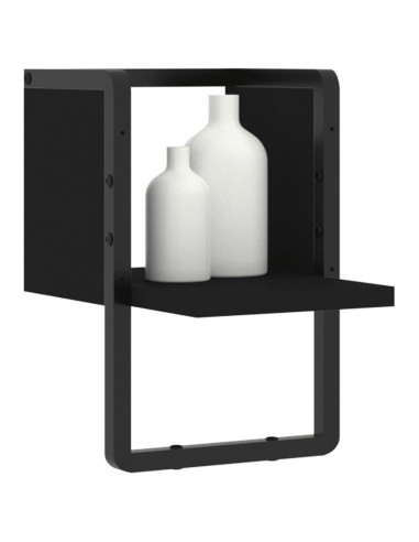 Mensola da Parete con Asta Nera 20x25x30 cm