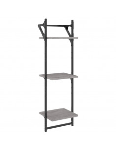 Set Mensole Parete con Aste 6pz Grigio Sonoma Legno Multistrato 2