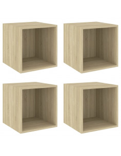 Mobili a Muro 4pz Rovere Sonoma 37x37x37 cm Legno Multistrato 2
