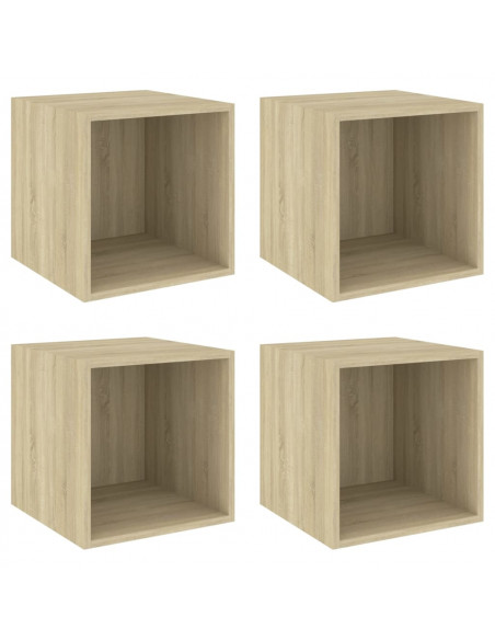 Mobili a Muro 4pz Rovere Sonoma 37x37x37 cm Legno Multistrato