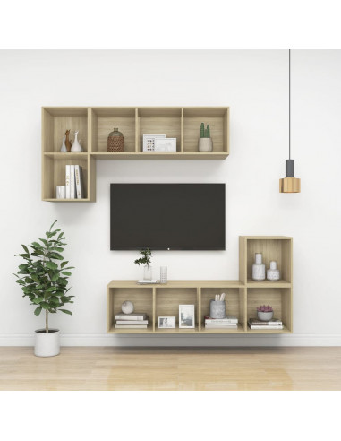 Mobili a Muro 4pz Rovere Sonoma 37x37x37 cm Legno Multistrato