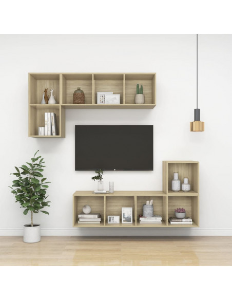 Mobili a Muro 4pz Rovere Sonoma 37x37x37 cm Legno Multistrato