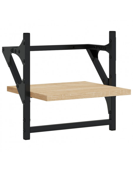 Mensole a Parete con Aste 2pz Rovere Sonoma 30x25x30 cm