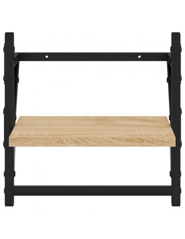 Mensole a Parete con Aste 2pz Rovere Sonoma 30x25x30 cm
